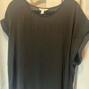 Nine West Black Cuffed Sleeve Relaxed Silky T-Shirt